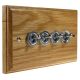 Period Wood 4G 2Way 10A Satin Chrome Toggle Switch in Solid Oak