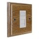 Wood 1 Gang White Euro style RJ45 data socket in Solid Limed Oak