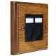 Classic Wood 2 Gang Black Euro style RJ45 data socket in Solid Medium Oak