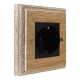 Wood  Black Euro style German Schuko clip in socket in Solid Limed Oak