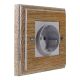 Wood  White Euro style German Schuko clip in socket in Solid Limed Oak