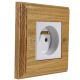 Wood  White Euro style German Schuko clip in socket in Solid Light Oak