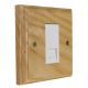 Wood 1 Gang White Euro style Telephone Secondary clip in socket in Solid Ash