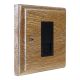 Wood 1 Gang Black Euro style Telephone Secondary clip in socket in Solid Limed Oak