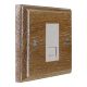 Wood 1 Gang White Euro style Telephone Secondary clip in socket in Solid Limed Oak