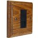 Classic Wood 1 Gang Black Euro style Telephone Slave socket in Solid Medium Oak