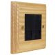 Wood 2 Gang Black Euro style Telephone Secondary clip in socket in Solid Ash