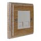 Wood 2 Gang White Euro style Telephone Master clip in socket in Solid Limed Oak