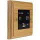 Wood Black Euro style Triplex clip in socket in Solid Light Oak