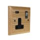 Classic 1G USB Charging Socket in Solid Ash with Polished Chrome Rocker and Black Trim.