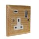 Classic 1G USB Charging Socket in Solid Ash with Satin Chrome Rocker and White Trim.