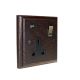 Classic 1G USB Charging Socket in Solid Dark Oak with Antique Brass Rocker and Black Trim