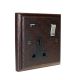 Classic 1G USB Charging Socket in Solid Dark Oak with Satin Chrome Rocker and Black Trim.