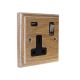 Classic 1G USB Charging Socket in Solid Limed Oak with Polished Chrome Rocker and Black Trim.