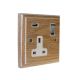 Classic 1G USB Charging Socket in Solid Limed Oak with Polished Chrome Rocker and White Trim.