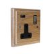 Classic 1G USB Charging Socket in Solid Limed Oak with Satin Chrome Rocker and Black Trim.