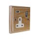 Classic 1G USB Charging Socket in Solid Limed Oak with Satin Chrome Rocker and White Trim.