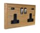 Classic 2G USB Charging Socket in Solid Ash with Polished Chrome Rocker and Black trim