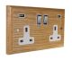 Classic 2G USB Charging Socket in Solid Ash with Polished Chrome Rocker and White trim