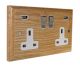 Classic 2G USB Charging Socket in Solid Ash with Satin Chrome Rocker and White trim