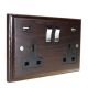 Classic 2G USB Charging Socket in Solid Dark Oak with Polished Chrome Rocker and Black trim