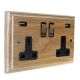 Classic 2G USB Charging Socket in Solid Limed Oak with Antique Brass Rocker and Black trim