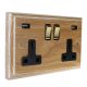 Classic 2G USB Charging Socket in Solid Limed Oak with Polished Brass Rocker and Black trim