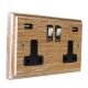 Classic 2G USB Charging Socket in Solid Limed Oak with Polished Chrome Rocker and Black trim