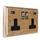 Classic 2G USB Charging Socket in Solid Limed Oak with Satin Chrome Rocker and Black trim