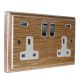 Classic 2G USB Charging Socket in Solid Limed Oak with Satin Chrome Rocker and White trim