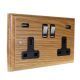 Classic 2G USB Charging Socket in Solid Oak with Polished Chrome Rocker and Black trim