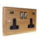 Classic 2G USB Charging Socket in Solid Oak with Satin Chrome Rocker and Black trim