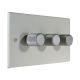 Matt White 3G 2W 3 x 250W/VA Dimmer Switch with Silver Retro Dimmer Knobs