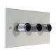 Matt White 3G 2W 3 x 250W/VA Dimmer Switch with Chrome Retro Dimmer Knobs