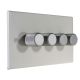 Matt White 4G 2W 4 x 250W/VA Dimmer Switch with Silver Retro Dimmer Knobs