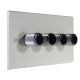 Matt White 4G 2W 4 x 250W/VA Dimmer Switch with Chrome Retro Dimmer Knobs