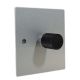 Penland 1G 2Way Push on/Push off 400W/VA Dimmer Switch in Brushed Aluminium-Satin Silver with Black Retro Dimmer Knob