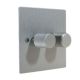 Penland 2G 2W LED Dimmer Switch in Brushed Aluminium-Satin Silver with Retro dimmer caps