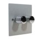 Penland 2G 2Way Push on/Push off 400W/VA Dimmer Switch in Brushed Aluminium-Satin Silver with Chrome Retro Dimmer Knobs