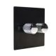 Penland 2G 2W LED Dimmer Switch in Brushed Aluminium Matt Black with Chrome Retro Dimmer Knobs