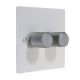 Penland 2G 2Way LED Dimmer Switch in Gloss White with Satin Silver Retro Dimmer Knobs