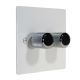 Penland 2G 2Way  LED Dimmer Switch in Gloss White with Chrome Retro Dimmer Knobs