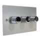 Penland 3G 2W LED Dimmer Switch in Brushed Aluminium-Satin Silver with Chrome Retro Dimmer Knobs