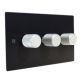 Penland 3G 2W LED Dimmer Switch in Brushed Aluminium Matt Black with Satin Silver Retro Dimmer Knobs