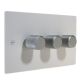 Penland 3G 2Way  LED Dimmer Switch in Gloss White with Satin Silver Retro Dimmer Knobs