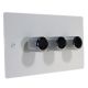 Penland 3G 2Way Push on/Push off 3 x 250W/VA Dimmer Switch in Gloss White with Chrome Retro Dimmer knobs