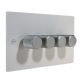 Penland 4G 2Way Push on/Push off 4 x 250W/VA Dimmer Switch in Gloss White with Satin Silver Retro Dimmer Knobs