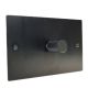 Penland 1G 2W 1000W/VA Dimmer Switch on a Twin Plate in Brushed Matt Black Aluminium with Retro Dimmer Knob