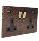 Elements Switched USB charging double socket in Hammered Copper Finish with Antique Rocker and Black Trim