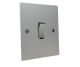 Penland 1G Double Pole 20A Rocker Switch in Brushed Aluminium-Satin Silver with Polished Stainless Inserts and White trim